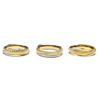Two-Color Gold Wedding Ring Yellow and White Mod. Sakura mm. 4,20