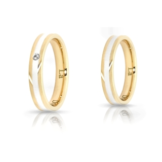 Two-Color Gold Wedding Ring Yellow and White Mod. Alessia mm. 3,5