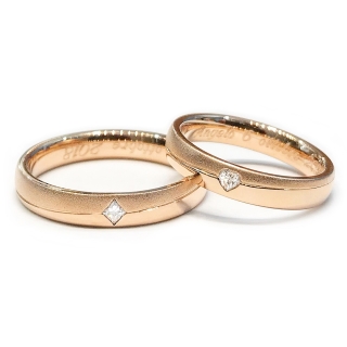 Satin/Polished Rose Gold Wedding Ring mod. Nelly mm. 3,5
