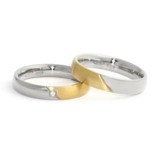 Two-Color Gold Wedding Ring Yellow and White Mod. Clotilde mm. 4,0