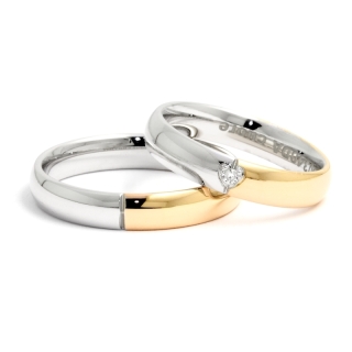 Two-Color Gold Wedding Ring Yellow and White Mod. Zoe mm. 4,0