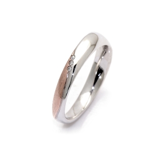 Two-Color Gold Wedding Ring Rose and White Mod. Dubai mm. 3,8
