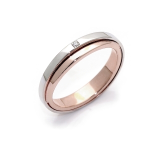 Two-Color Gold Wedding Ring Rose and White Mod. Boavista mm. 4