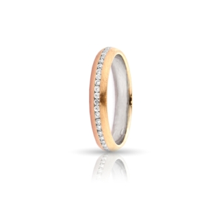 Two-Color Gold Wedding Ring Rose and White Mod. Flavia Eternity mm. 3,5