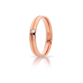 UNOAERRE Wedding Ring in 18k Rose Gold Mod. Lyra with diamond Kt. 0,02