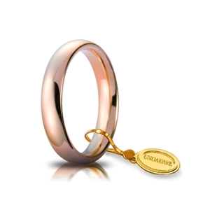 UNOAERRE Wedding Ring in 18k Rose Gold Mod. Confort 4 mm. Gr. 5,50 to 7,00