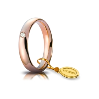 UNOAERRE Wedding Ring in 18k Rose Gold Mod. Confort with diamond Kt. 0,05 Gr. 5,50 to 7,00