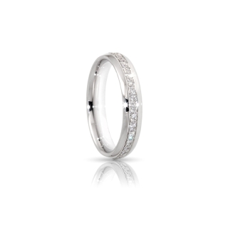 950 Platinum Wedding Ring with Diamonds mod. Los Angeles mm. 4