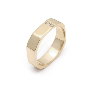 Yellow Gold Wedding Ring mod. Mykonos with Diamonds mm. 4,5