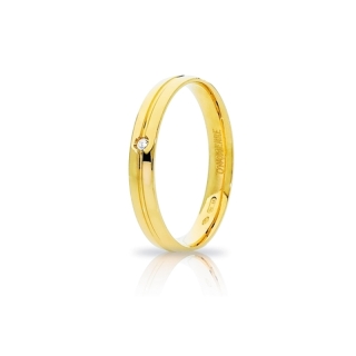 UNOAERRE Wedding Ring in 18k Yellow Gold mod. Lyra with Diamond