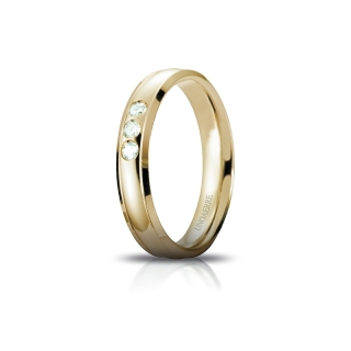 UNOAERRE Wedding Ring in 18k Yellow Gold mod. Orion with 3 Diamonds