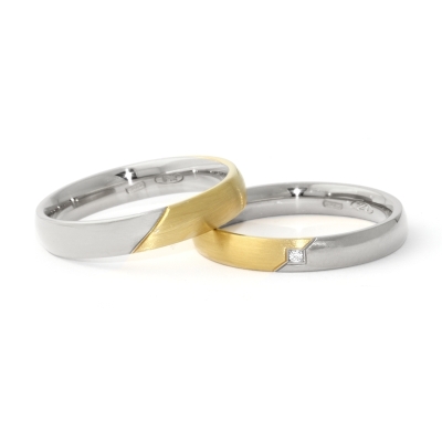 Two-Color Gold Engagement Ring Yellow and White Mod. Azzurra mm. 3,5