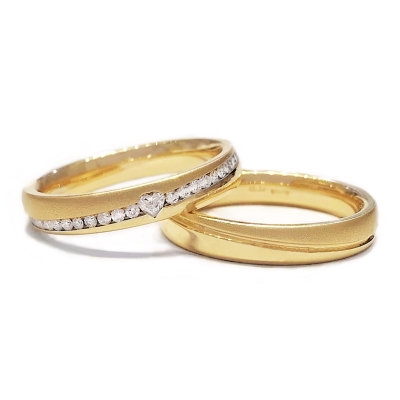 Satin/Polished Yellow Gold Wedding Ring mod. Regina mm. 3,5