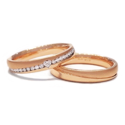 Satin/Polished Rose Gold Wedding Ring mod. Regina mm. 3,5