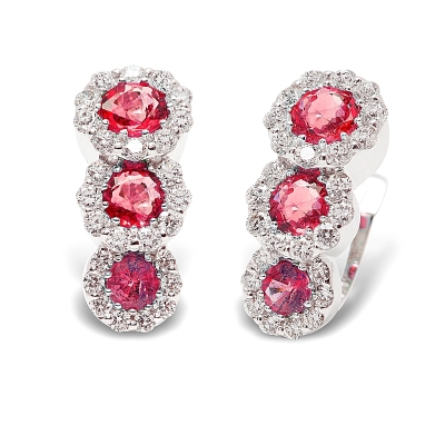 18 kt White Gold Earrings with Kt. 0,93 Rubies and Kt. 0,44 Natural Diamonds