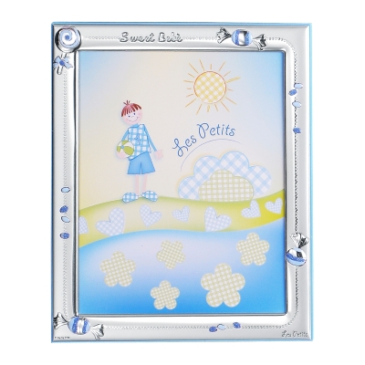 975 SILVER PICTURE FRAME BACK IN WOOD WITH CANDIES PICTURES SIZE 13x18 Cm.