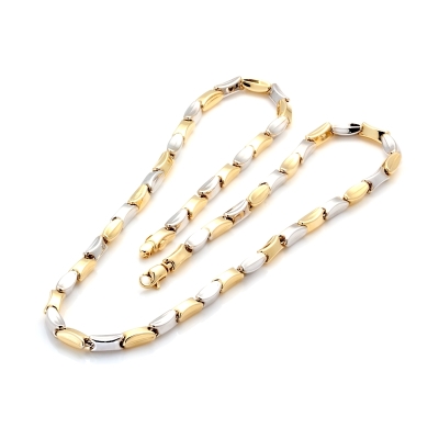 Collana in Oro Bianco e Giallo 18 Kt. 750 Mill. - 50  Cm