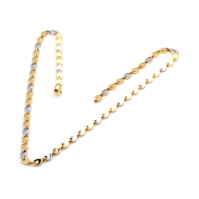 Collana in Oro Bianco e Giallo 18 Kt. 750 Mill. - 50  Cm