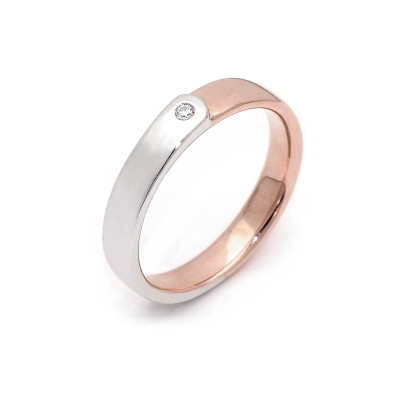 Two-Color Gold Wedding Ring Rose and White Mod. Ibiza mm. 4,2