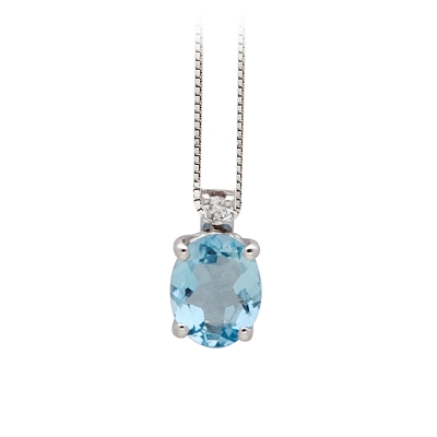 18 Kt. Gold Pendant with 0,45 Ct. Aquamarine and 0,01 Ct. Natural Diamond