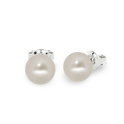 18 KT White Gold Earrings Pearls mm. 6,5-7