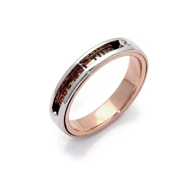 Two-Color Gold Wedding Ring Rose and White Mod. Malè mm. 4,5
