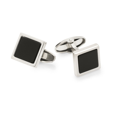 UNOAERRE - 925 Silver Square Cufflinks with Black Onyx