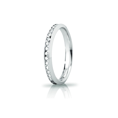 UNOAERRE Wedding Ring in 18k White Gold mod. Venere Slim with Diamonds