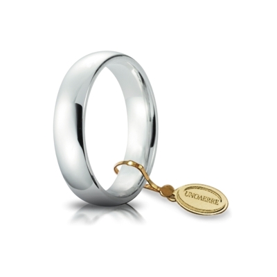 UNOAERRE Wedding Ring in 18k White Gold mod. Comoda 5 mm. Gr. 7 to 9,30