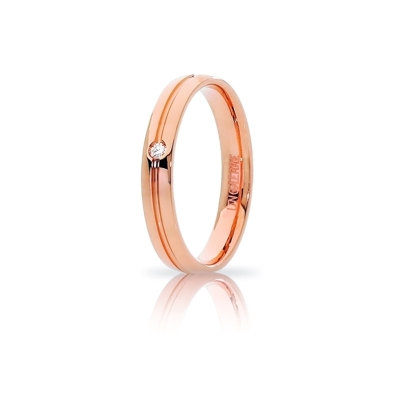 UNOAERRE Wedding Ring in 18k Rose Gold Mod. Lyra with diamond Kt. 0,02
