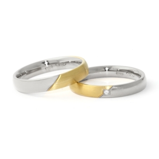 Two-Color Gold Engagement Ring Yellow and White Mod. Azzurra mm. 3,5
