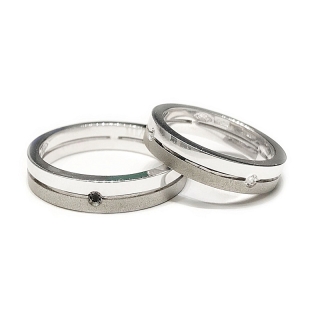 Two Wedding Rings in White Gold with Natural Diamonds mod. Amsterdam