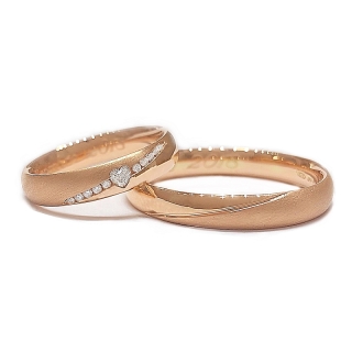 Two Wedding Rings in Rose Gold with Natural Diamonds mod. Artemide