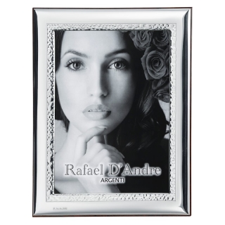 929 SILVER PICTURE FRAME BACK IN WOOD HAMMERED PICTURES SIZE 13x18 Cm.