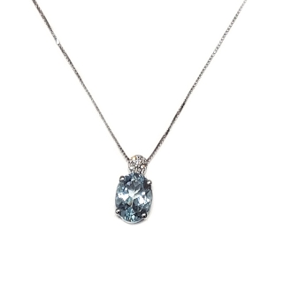 18 Kt. Gold Pendant with 0,90 Ct. Aquamarine and 0,03 Ct. Natural Diamond