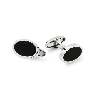 UNOAERRE - 925 Silver Ovals Cufflinks with Black Onyx