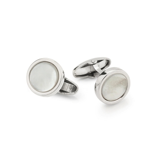 UNOAERRE - 925 Silver Round Cufflinks with Mother of Pearl