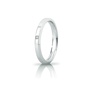UNOAERRE Wedding Ring in 18k White Gold mod. Hydra Slim with Diamond Kt. 0,01