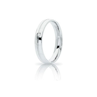 UNOAERRE Wedding Ring in 18k White Gold mod. Lyra with Diamond Kt. 0,02