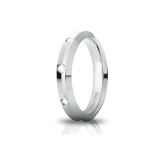 UNOAERRE Wedding Ring in 18k White Gold mod. Corona with 8 Diamonds Kt. 0,16