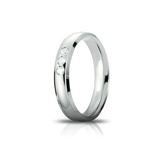 UNOAERRE Wedding Ring in 18k White Gold mod. Orion with 3 Diamonds Kt. 0,09