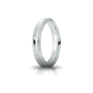 UNOAERRE Wedding Ring in 18k White Gold mod. Corona with Diamond Kt. 0,02