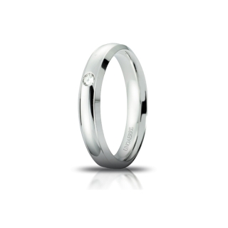 UNOAERRE Wedding Ring in 18k White Gold mod. Orion with Diamond Kt. 0,03