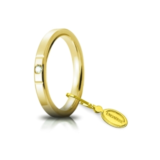 Fede UNOAERRE Oro Giallo 18 Kt. 750 mod. Cerchio di Luce 2,5 mm. con Diamante