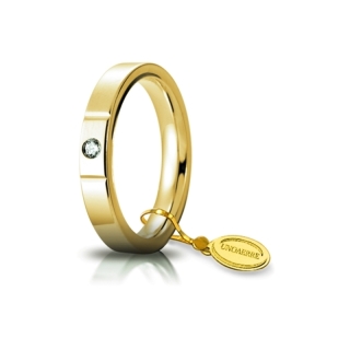Fede UNOAERRE Oro Giallo 18 Kt. 750 mod. Cerchio di Luce 3,5 mm. con Diamante