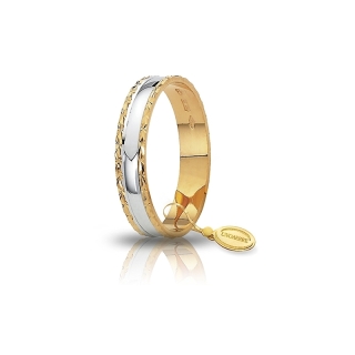 UNOAERRE 18Kt Two-Color Gold Wedding Ring Mod. Anemone