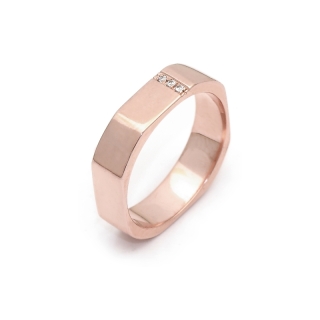 Rose Gold Engagement Ring Mod. Mykonos mm. 4,5 with Diamonds Kt. 0,02